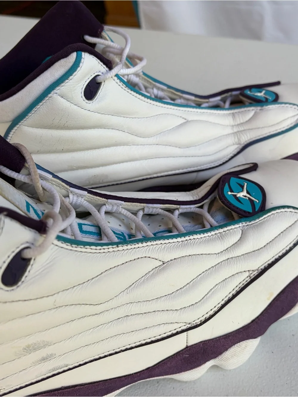 Jordan Men's White Teal and Black Basketball Sneakers